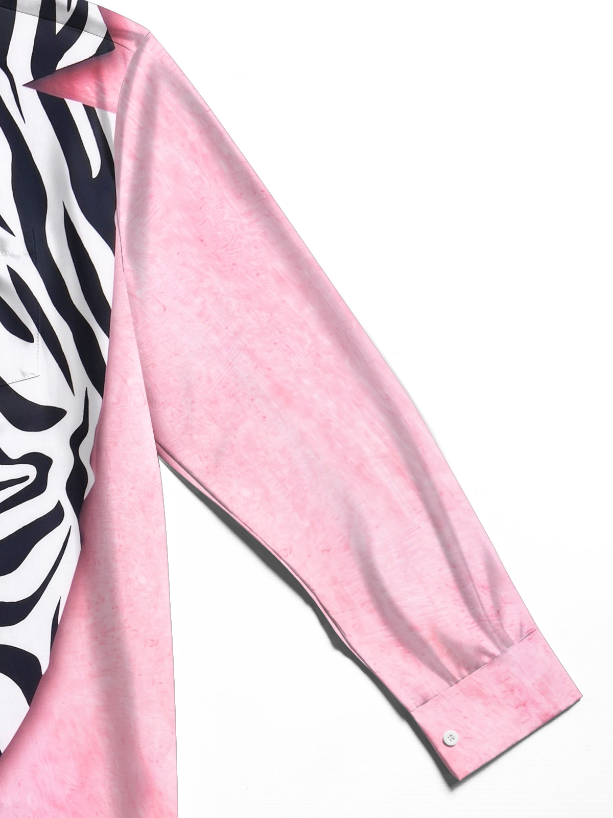 Adaychic Men's Printed Zebra Print Pink Shirt Print Long Sleeve Shirt with Chest Pocket