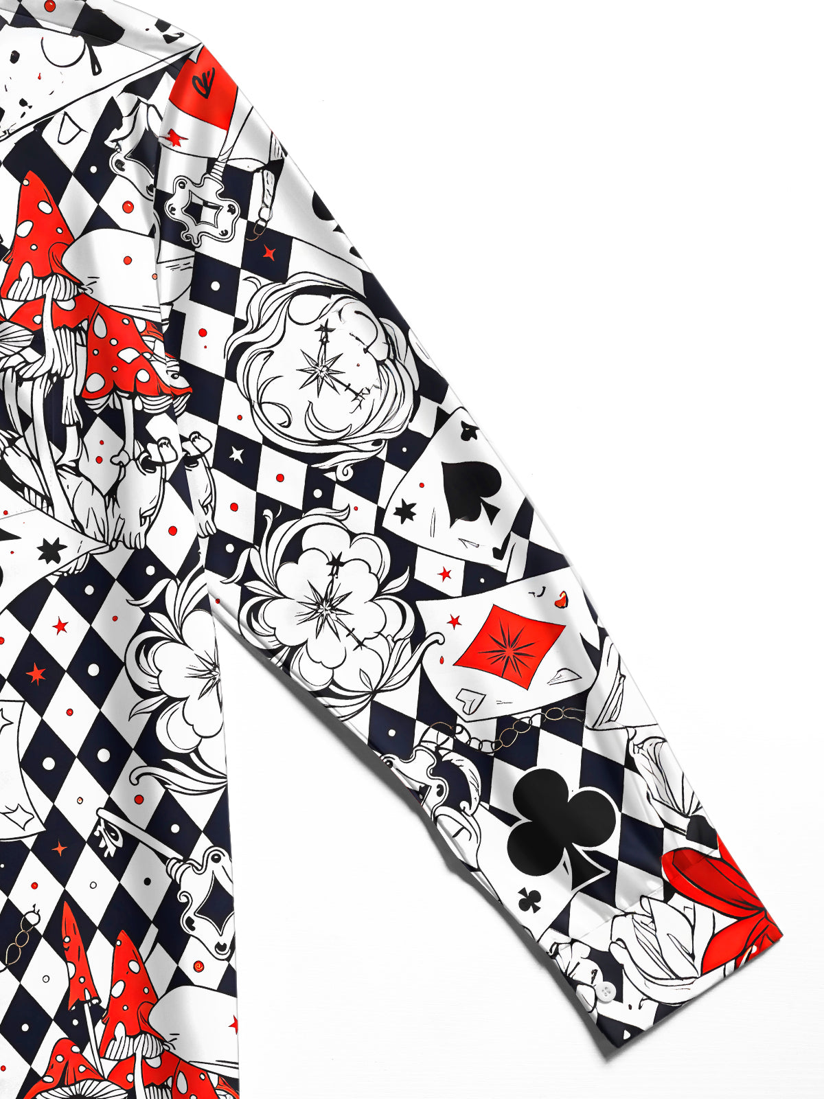 Adaychic Men's Graphic Casino Print Poker Print Long Sleeve Shirt with Chest Pocket