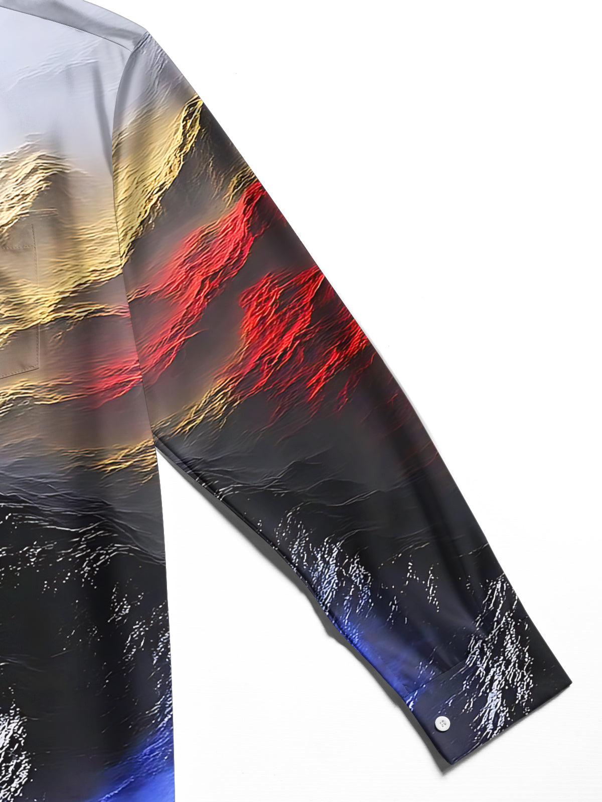 Adaychic Men's Printed Abstract Mountain Landscape Print Long Sleeve Shirt with Chest Pocket
