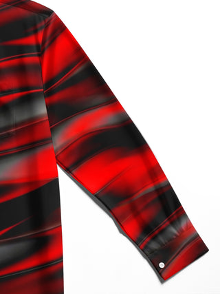 Adaychic Men's Striped Abstract Gradient Stripes Print Long Sleeve Shirt with Chest Pocket