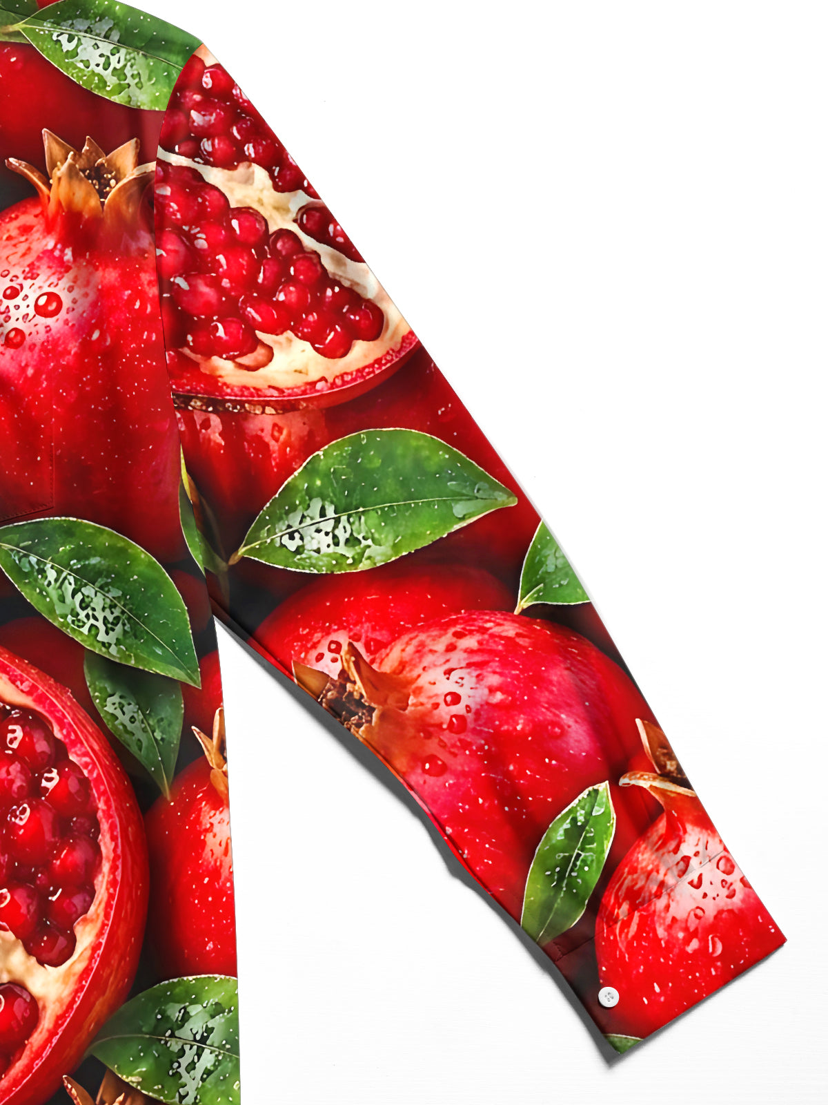 Adaychic Men's Printed Pomegranate Fruit And Leaves Print Long Sleeve Shirt with Chest Pocket