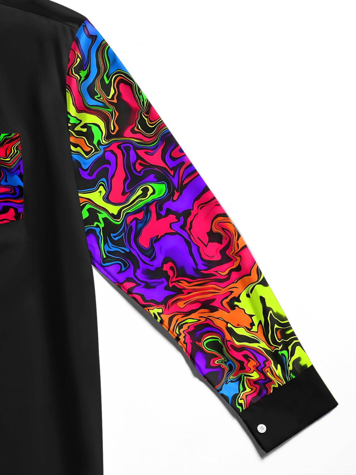 Adaychic Men's Printed Colorful Swirl Pattern Long Sleeve Shirt with Chest Pocket