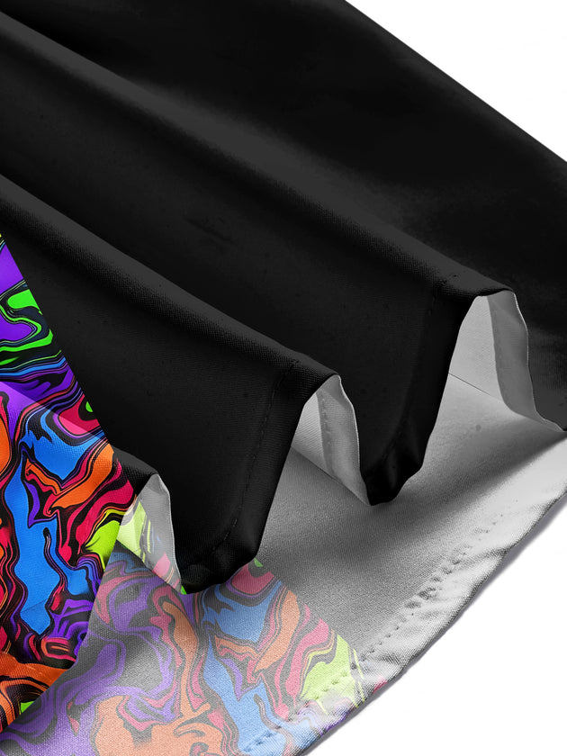 Adaychic Men's Printed Colorful Swirl Pattern Long Sleeve Shirt with Chest Pocket
