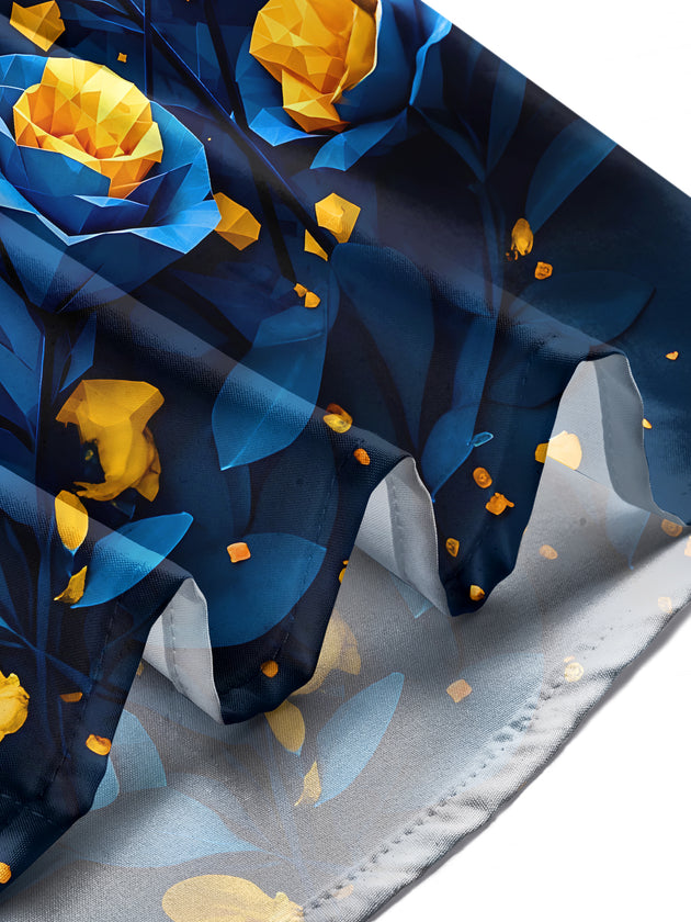 Adaychic Men's 3D 3D Origami Roses Print Long Sleeve Shirt with Chest Pocket