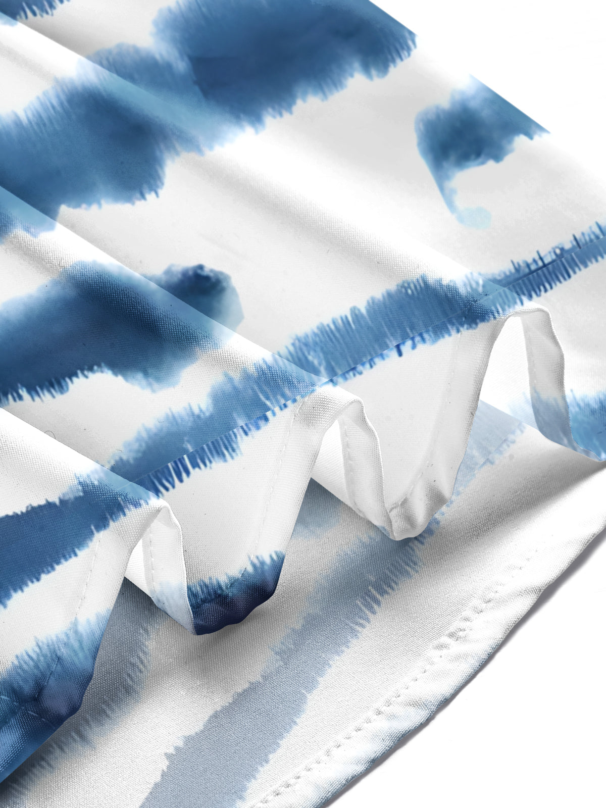 Adaychic Men's Blue And White Horizontal Stripes Print Long Sleeve Shirt with Chest Pocket