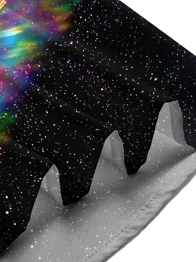 Adaychic Men's Graphic Space Print Short Sleeve Shirt with Chest Pocket