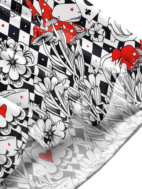 Adaychic Men's Graphic Casino Print Poker Print Long Sleeve Shirt with Chest Pocket
