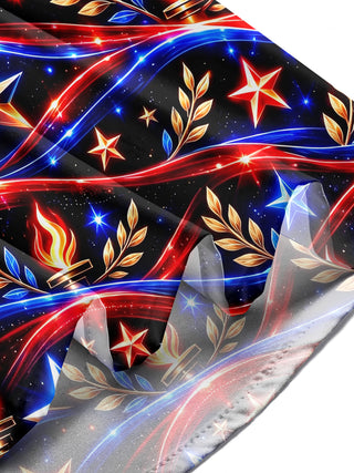 Adaychic Men's Long Sleeve Shirt - Veterans Day Patriotic Stars And Torches With Laurel Wreaths Print with Chest Pocket