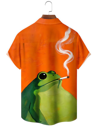 Funny Frog Men's Pocket Short Sleeve Shirts