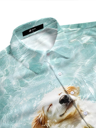 men's pet print shirt side view