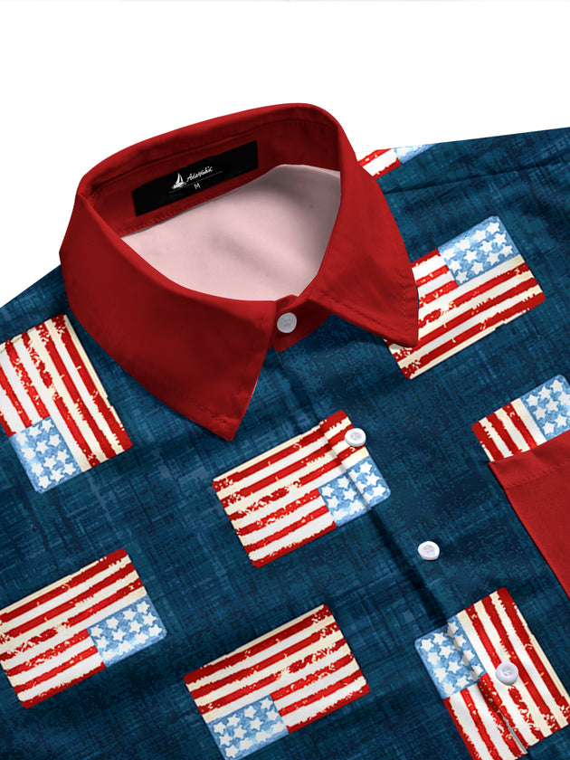American Flag Men's Pocket Short Sleeve Shirts