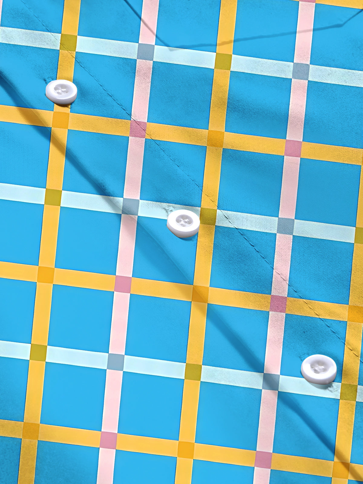 Adaychic Men's Patterned Colorful Grid Pattern Long Sleeve Shirt with Chest Pocket