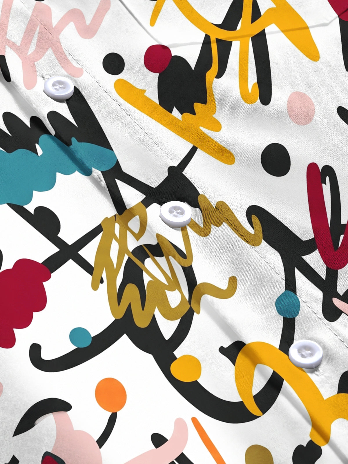 Adaychic Men's Printed Abstract Scribble Pattern Long Sleeve Shirt with Chest Pocket