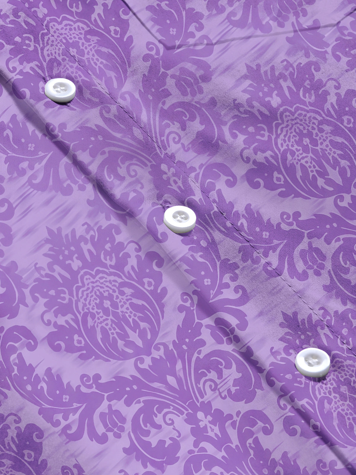 Adaychic Men's Printed Purple Damask Pattern Long Sleeve Shirt with Chest Pocket