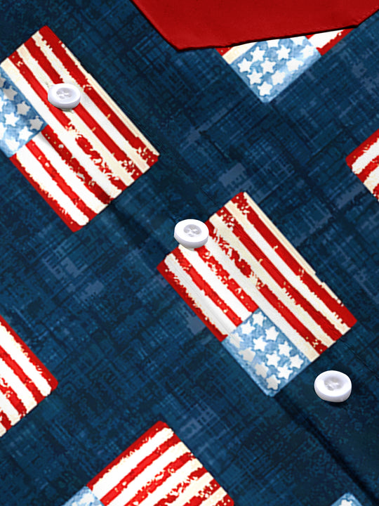 American Flag Men's Pocket Short Sleeve Shirts