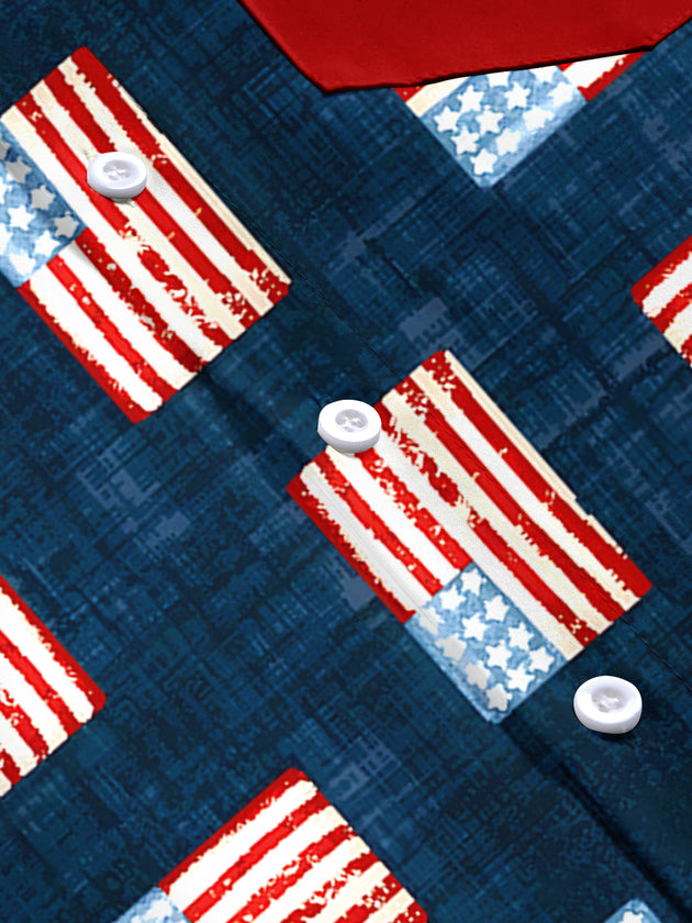 American Flag Men's Pocket Short Sleeve Shirts