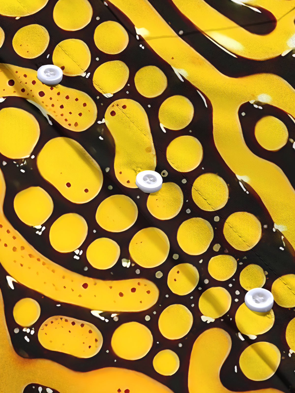 Adaychic Men's Abstract Yellow And Black Circles Print Long Sleeve Shirt with Chest Pocket