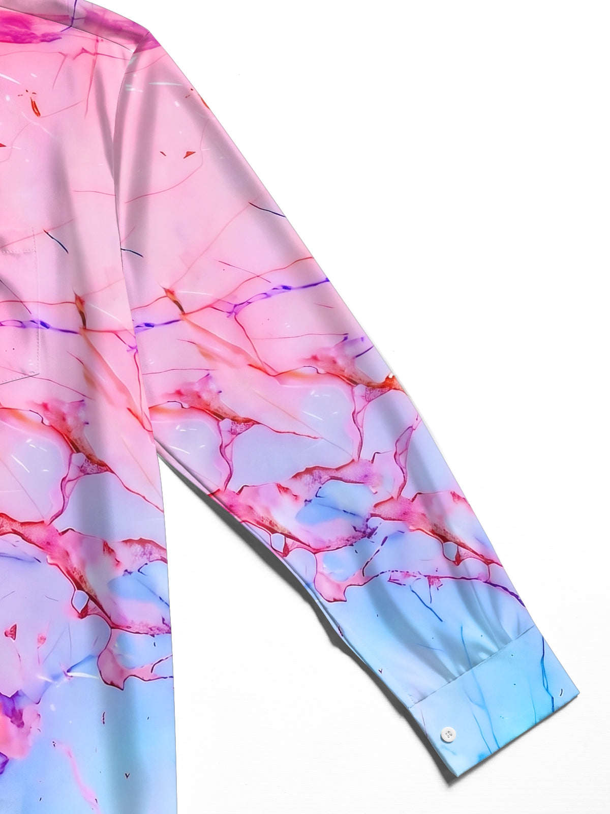 Adaychic Men's Printed Marble Gradient Print Long Sleeve Shirt with Chest Pocket