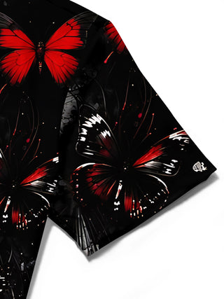Adaychic Men's Graphic Butterfly Print Short Sleeve Shirt with Chest Pocket