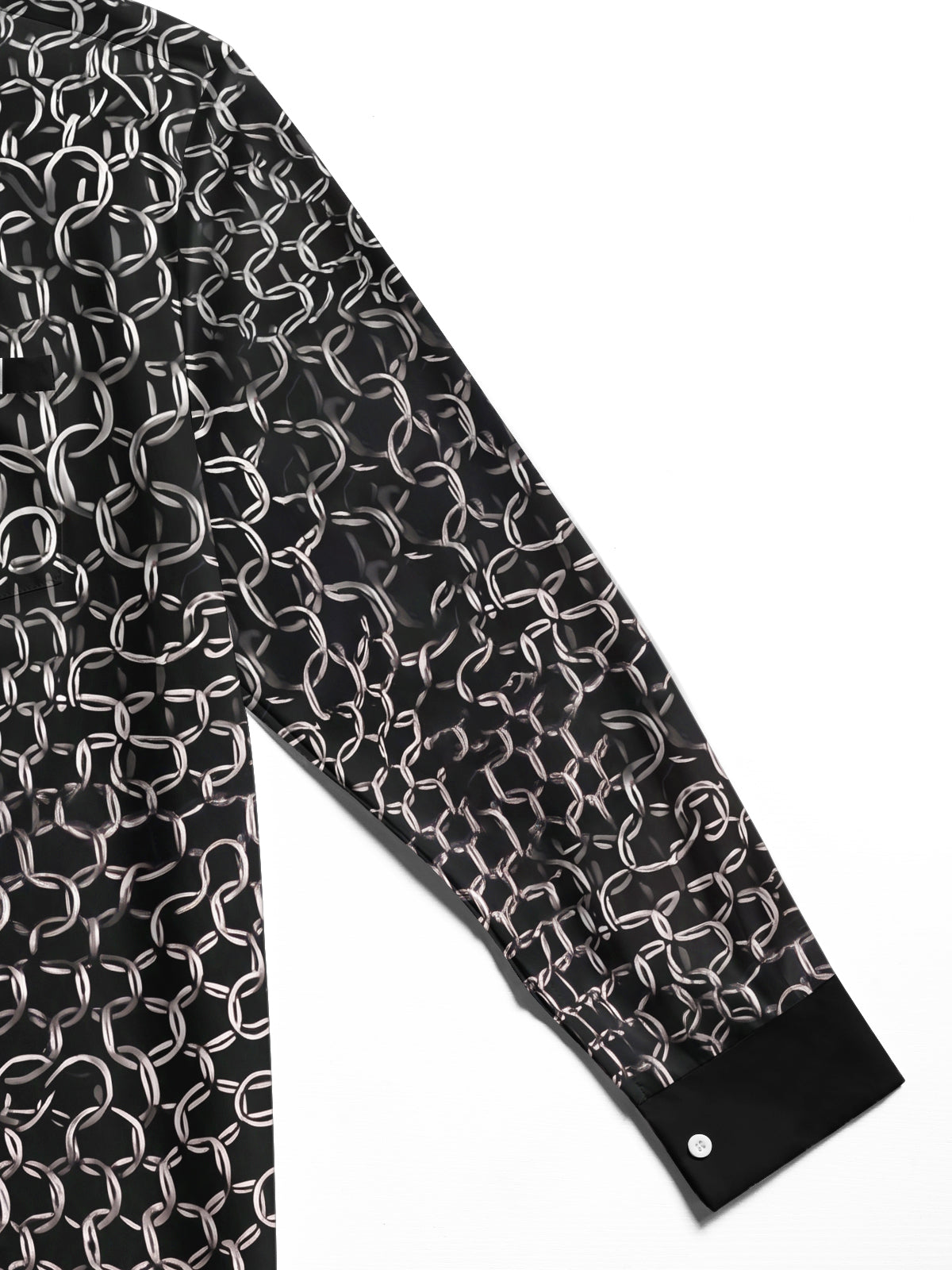 Adaychic Men's Printed Chain Link Pattern Long Sleeve Shirt with Chest Pocket