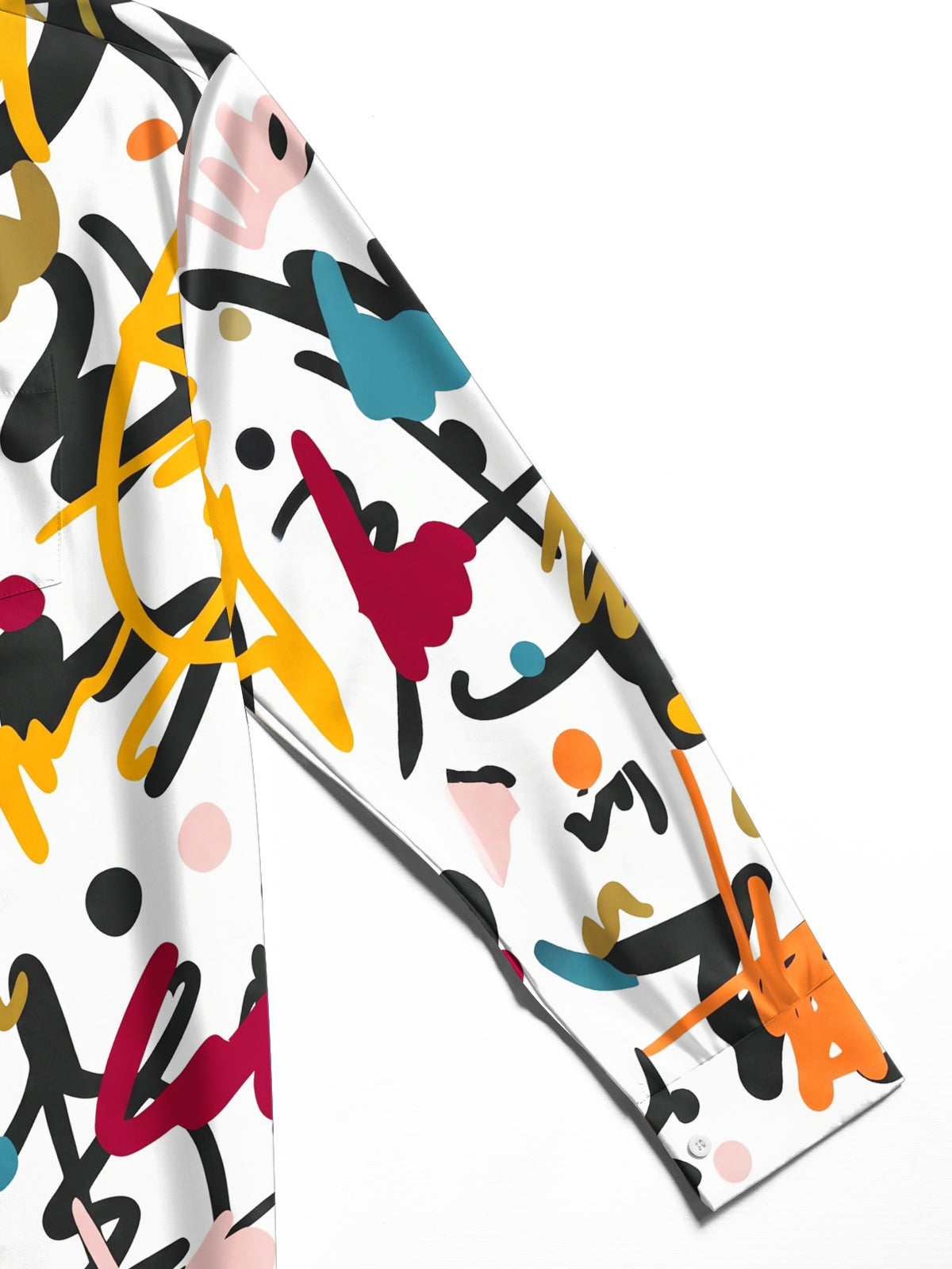 Adaychic Men's Printed Abstract Scribble Pattern Long Sleeve Shirt with Chest Pocket