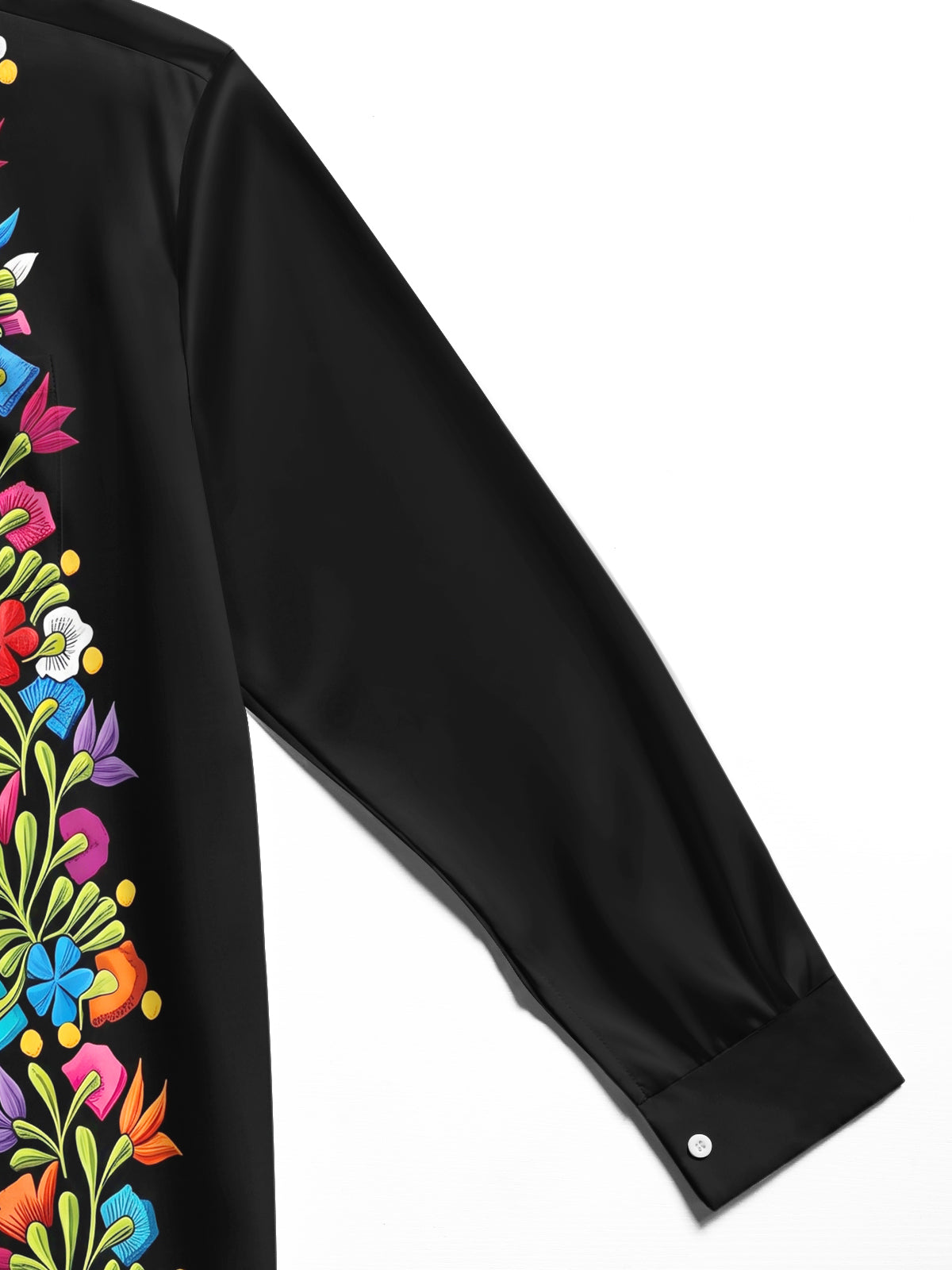Adaychic Men's Floral Colorful Floral Embroidery Print Long Sleeve Shirt with Chest Pocket