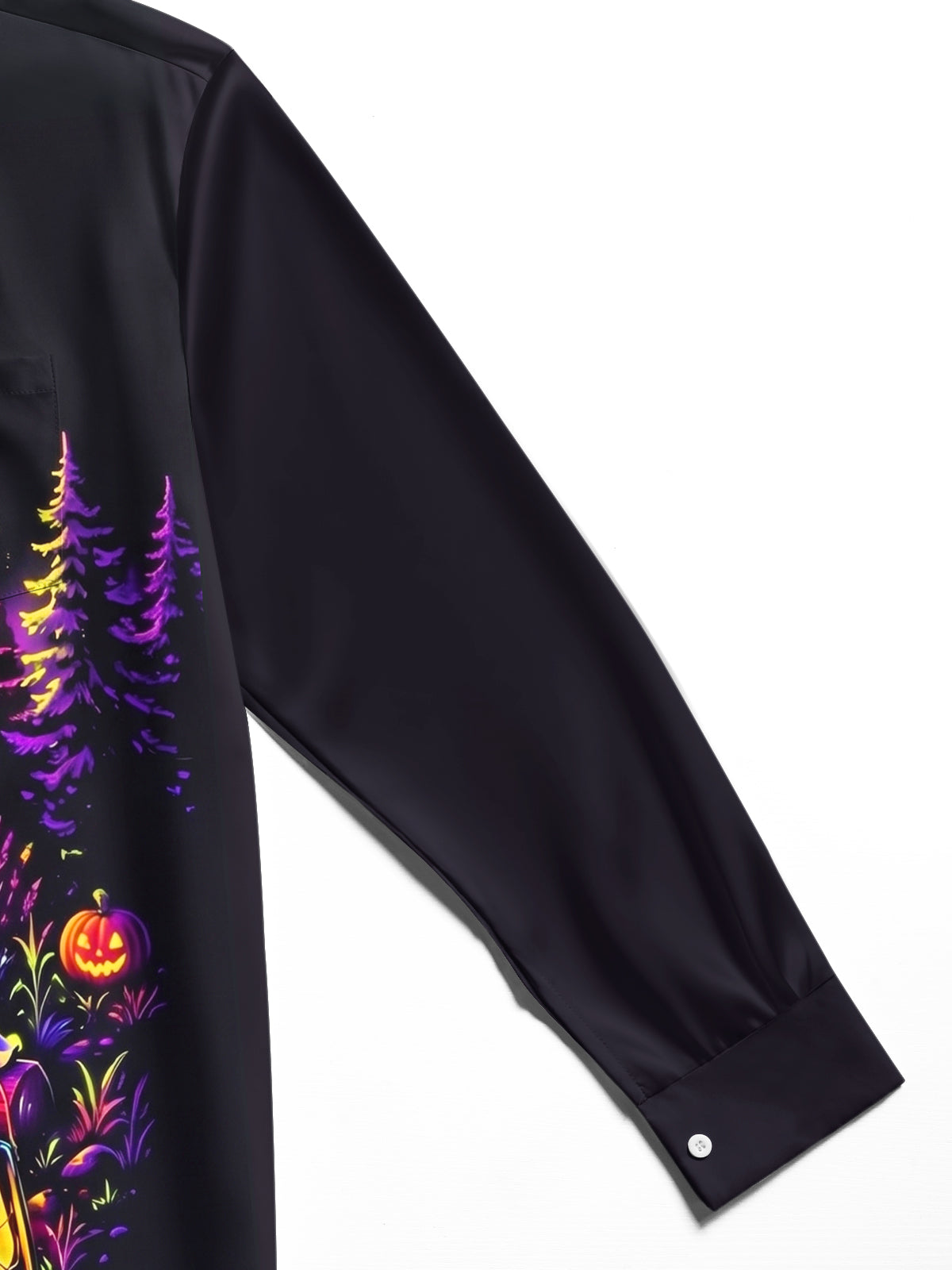 Adaychic Men's Graphic Halloween Ghost Camping Print Long Sleeve Shirt with Chest Pocket