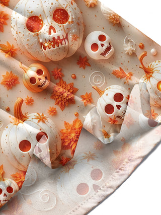 Adaychic Men's Printed Halloween Skull Pumpkins Print Long Sleeve Shirt with Chest Pocket