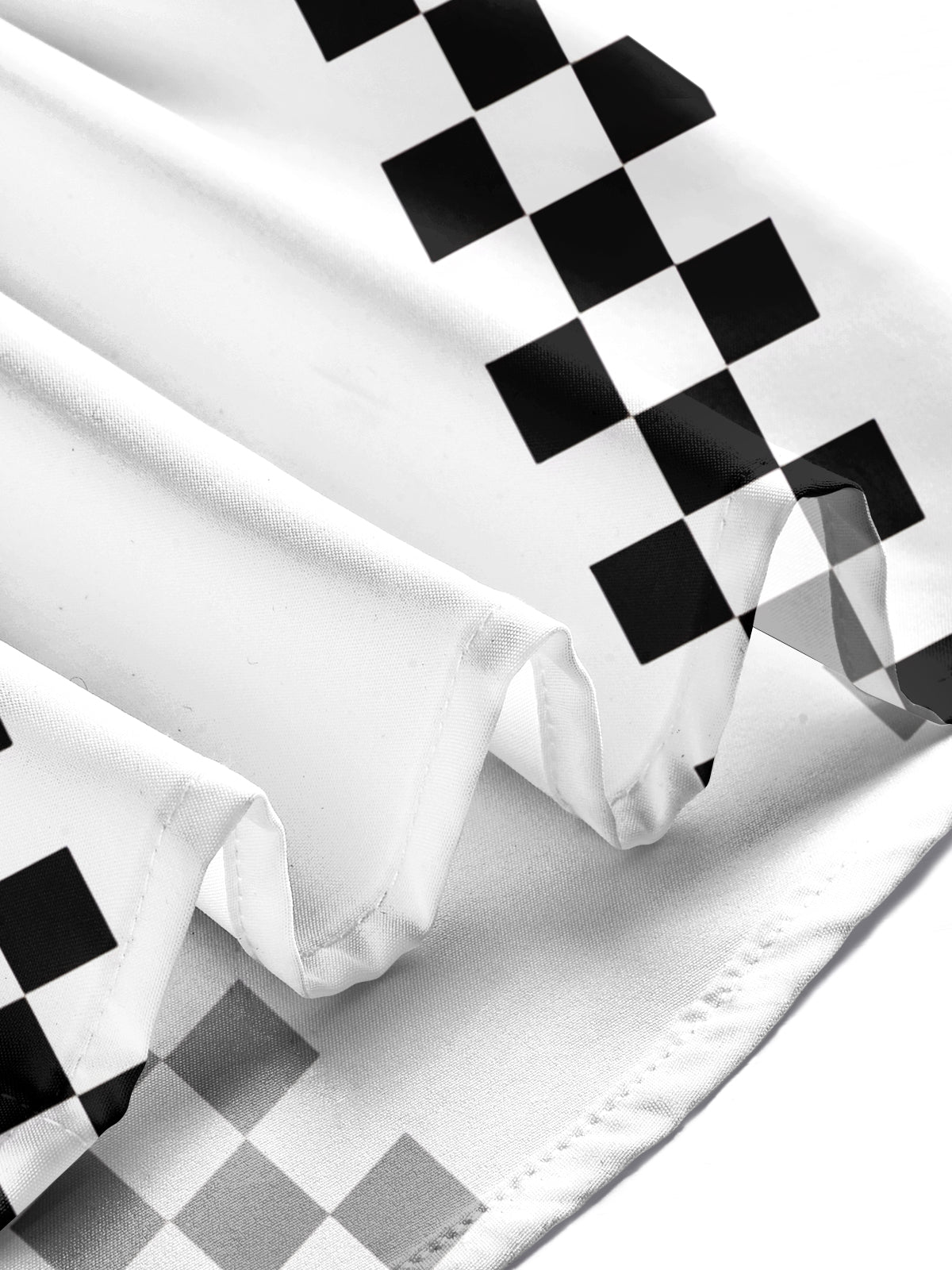 Adaychic Men's Black And White Checkerboard Stripes Print Long Sleeve Shirt with Chest Pocket