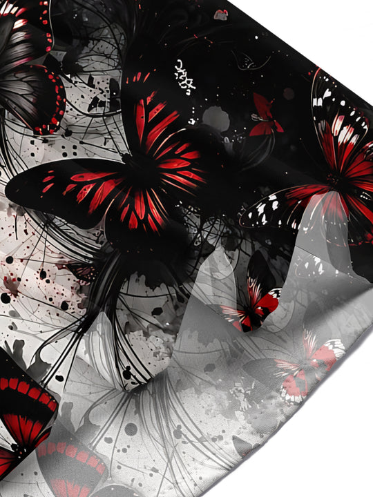 Adaychic Men's Graphic Butterfly Print Short Sleeve Shirt with Chest Pocket