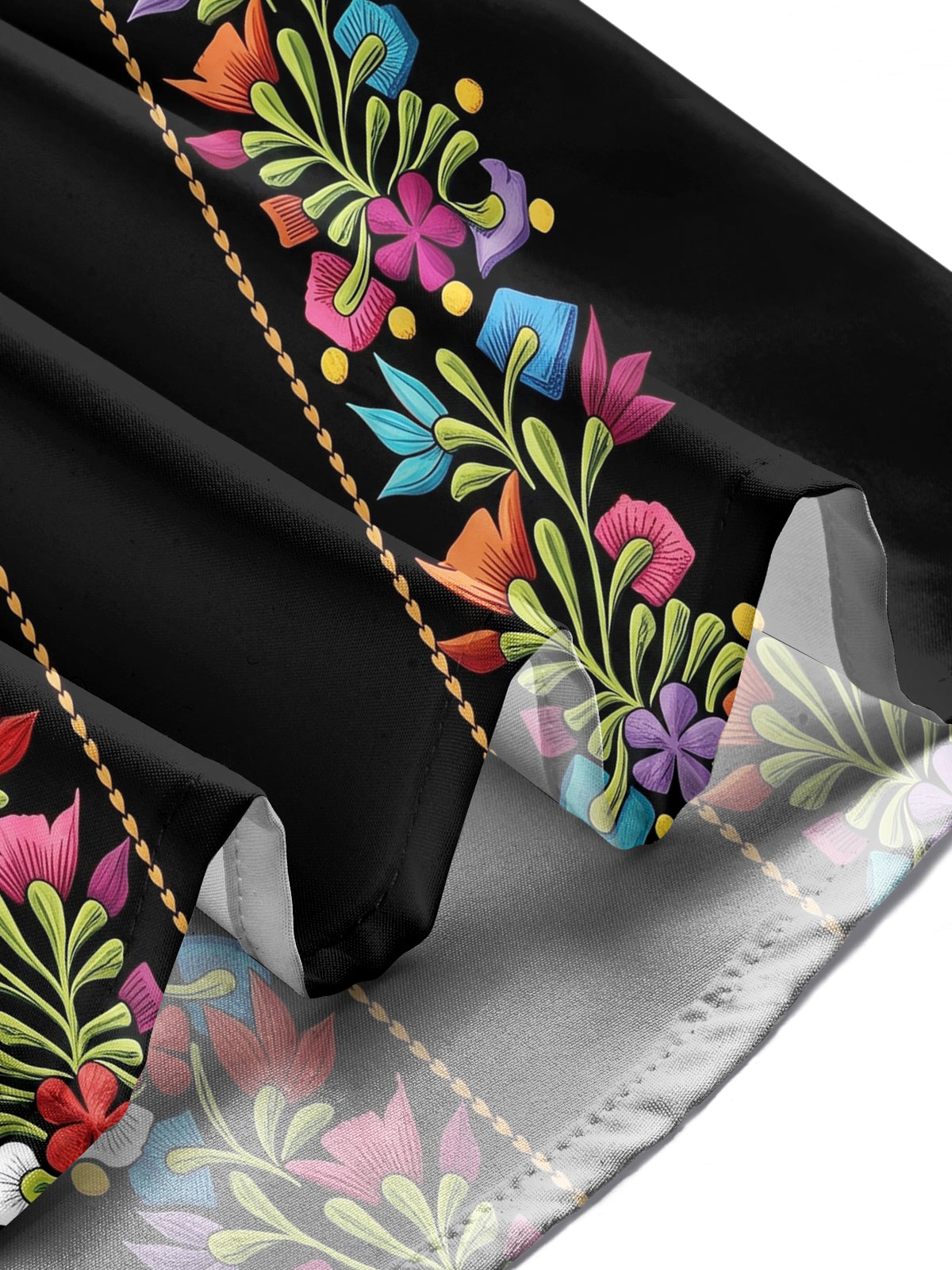 Adaychic Men's Floral Colorful Floral Embroidery Print Long Sleeve Shirt with Chest Pocket