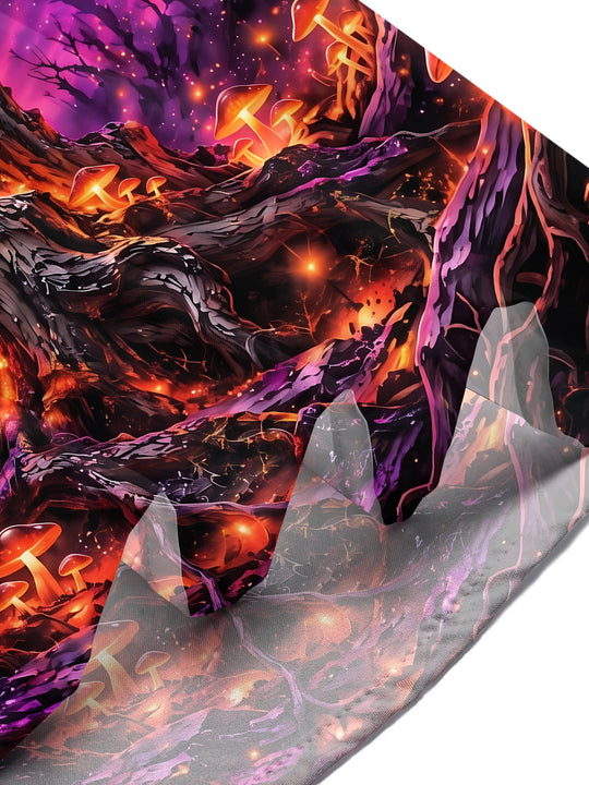 Adaychic Men's Halloween Bat And Glowing Mushrooms Print Short Sleeve Shirt with Chest Pocket