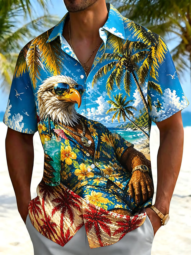 men's Hawaiian shirt front view beach vacation