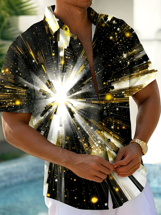Men's abstract print short sleeve shirt front view