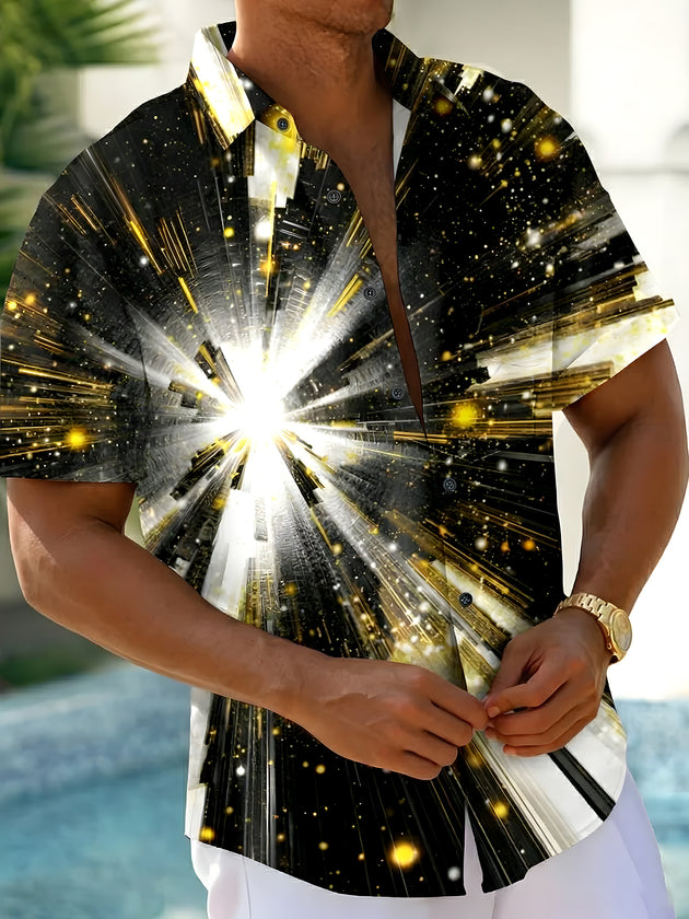 Men's abstract print short sleeve shirt front view
