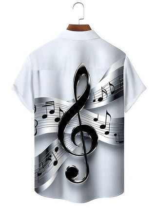 Musical Note Men's Pocket Short Sleeve Shirts