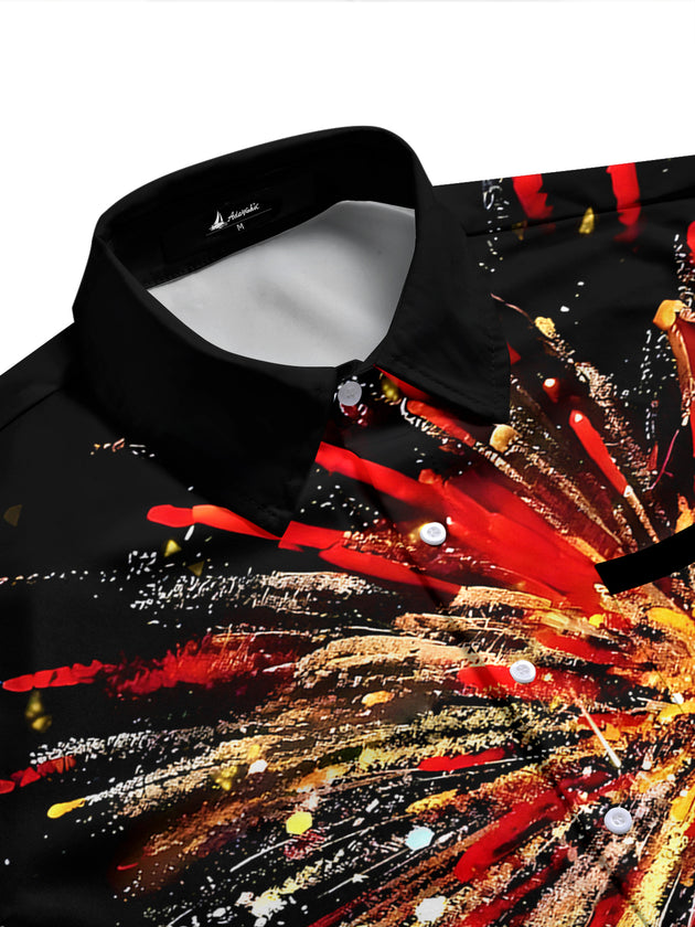 men's 70s print shirt side view