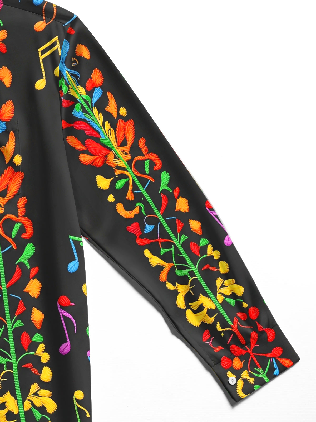 Adaychic Men's Graphic Colorful Musical Notes Print Long Sleeve Shirt with Chest Pocket