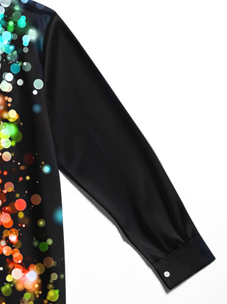 Adaychic Men's Printed Colorful Bokeh Light Spots Print Long Sleeve Shirt with Chest Pocket