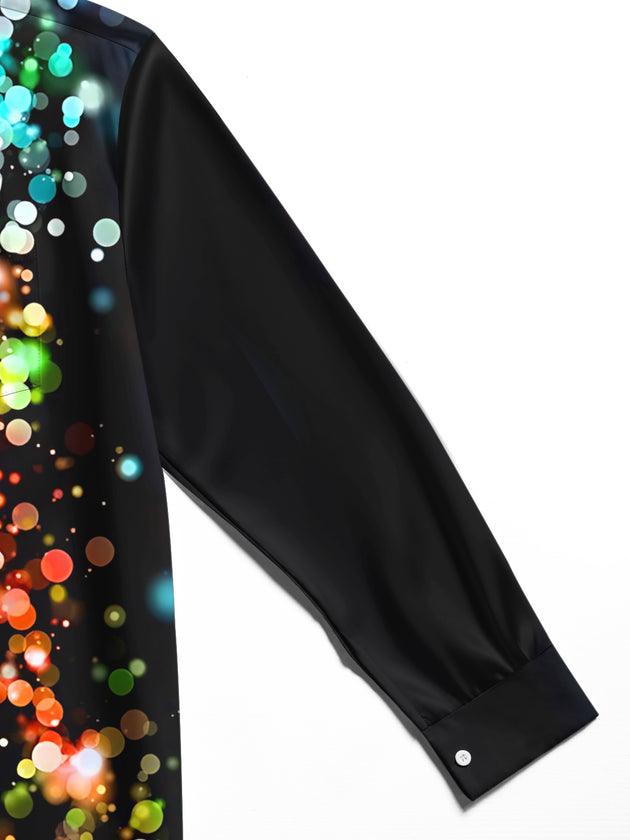 Adaychic Men's Printed Colorful Bokeh Light Spots Print Long Sleeve Shirt with Chest Pocket