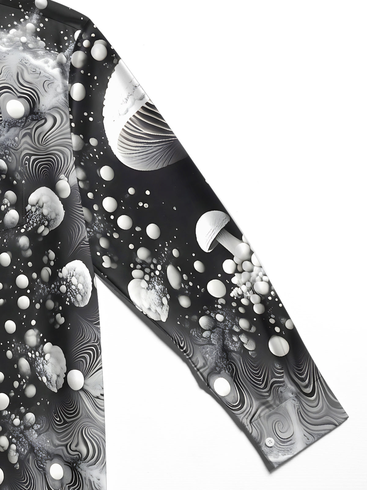 Adaychic Men's Printed Mushroom Print Abstract Bubbles Print Long Sleeve Shirt with Chest Pocket