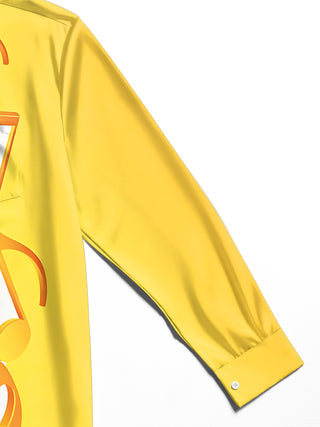 Adaychic Men's Graphic Musical Notes Print Treble Clef Print Long Sleeve Shirt with Chest Pocket