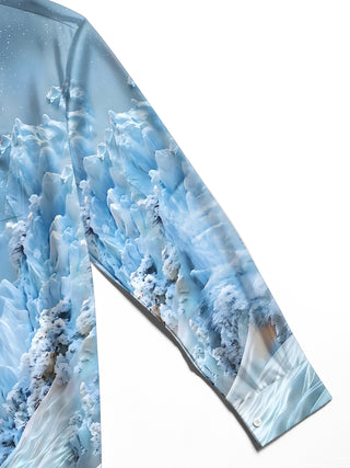 Adaychic Men's Printed Mountain Landscape Print Long Sleeve Shirt with Chest Pocket