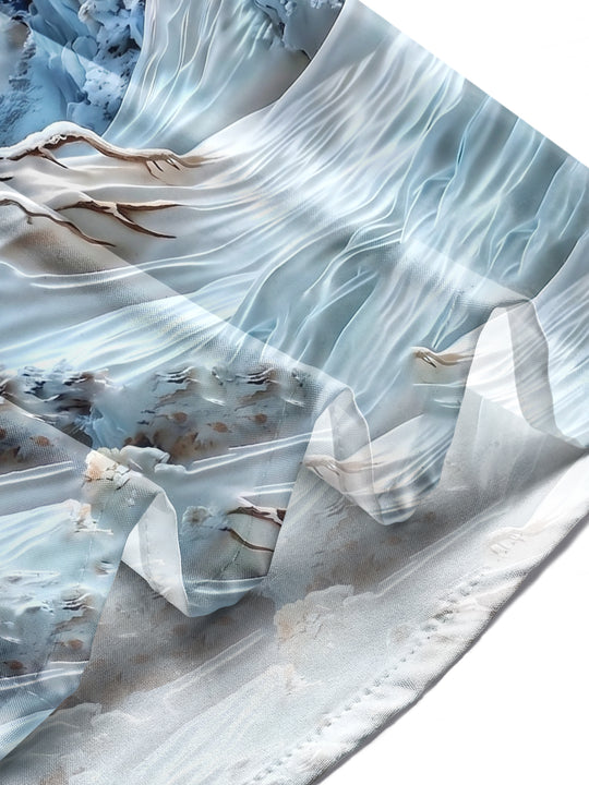 Adaychic Men's Printed Mountain Landscape Print Long Sleeve Shirt with Chest Pocket