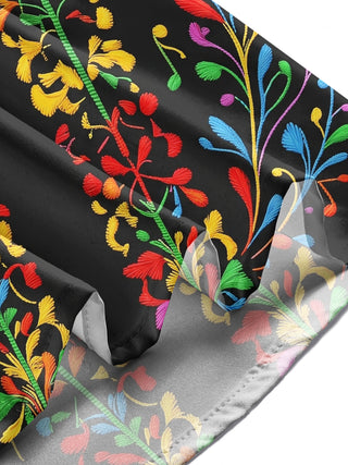 Adaychic Men's Graphic Colorful Musical Notes Print Long Sleeve Shirt with Chest Pocket