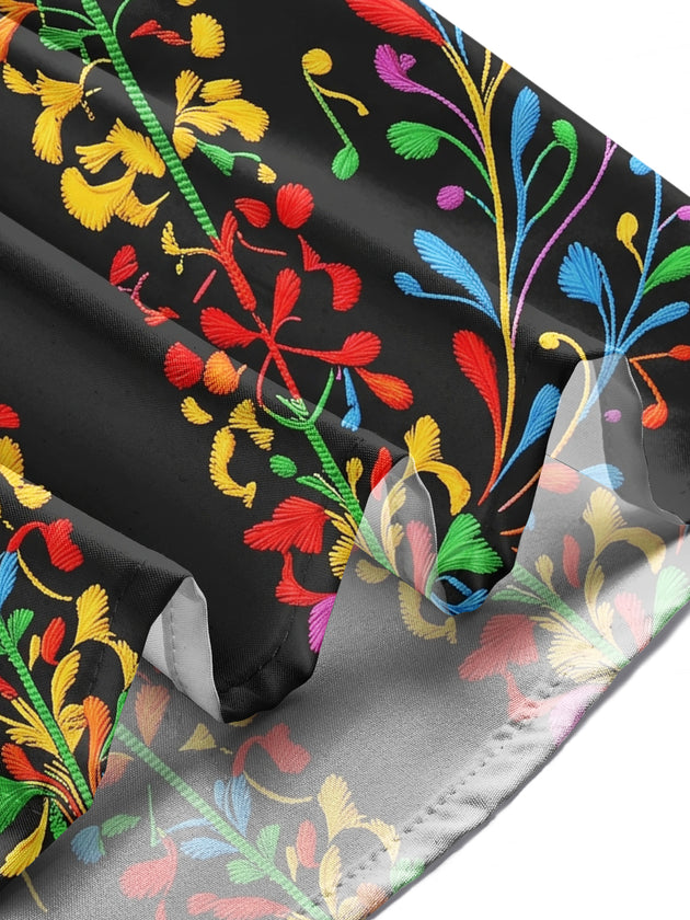 Adaychic Men's Graphic Colorful Musical Notes Print Long Sleeve Shirt with Chest Pocket