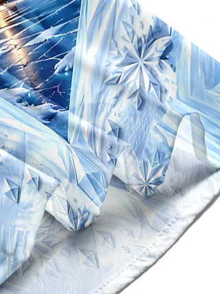 Adaychic Men's Winter Arctic Cabin And Aurora Borealis Print Long Sleeve Shirt with Chest Pocket