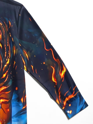 Adaychic Men's Graphic Pattern Print Long Sleeve Shirt with Chest Pocket