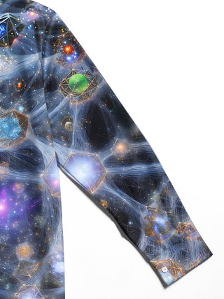 Adaychic Men's Graphic Cosmic Space Nebula Print Long Sleeve Shirt with Chest Pocket