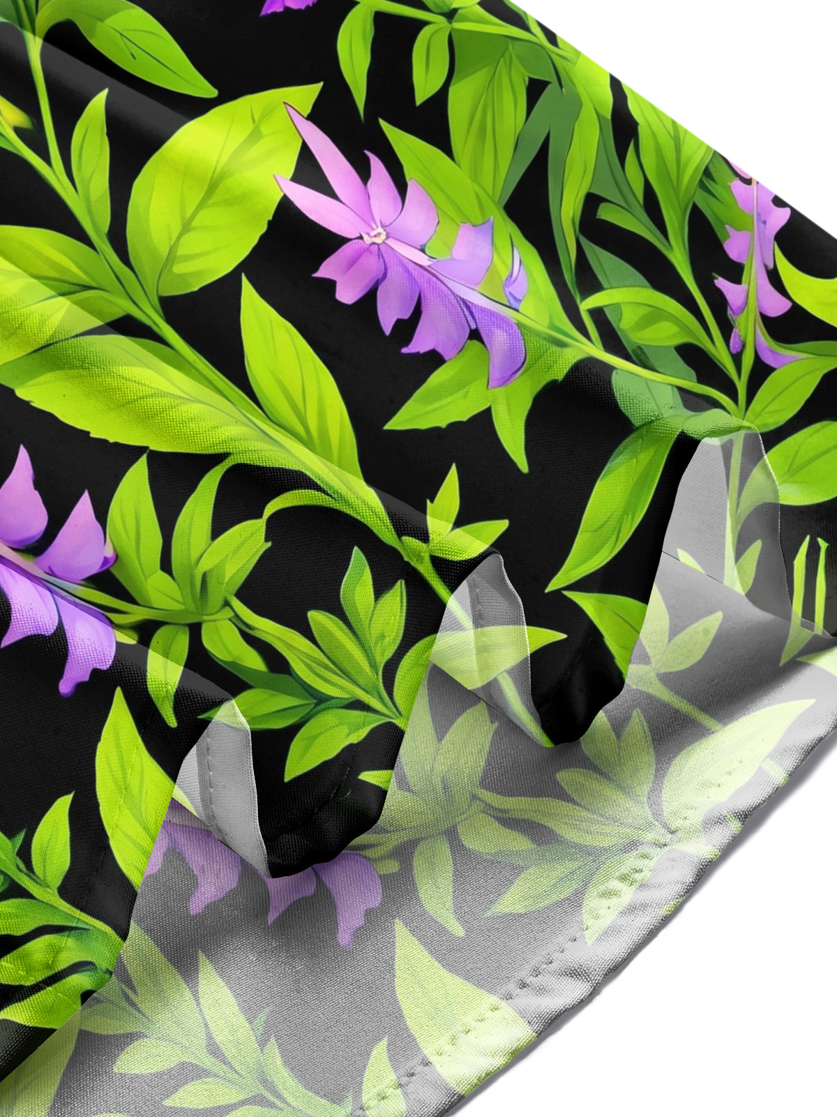 Adaychic Men's Hawaiian Purple Flowers Print Long Sleeve Shirt with Chest Pocket